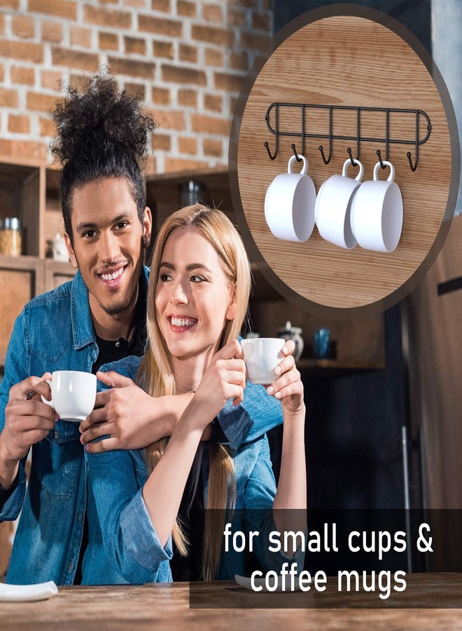 Tibres - Farmhouse Coffee Cup and Mug Rack Door or Wall Mounted - Rustic Kitchen Utensil Rack with Hooks for Spoon Spatula and Towel - Small Cup and Mug Holder - Black - Set of 2 - Image 3